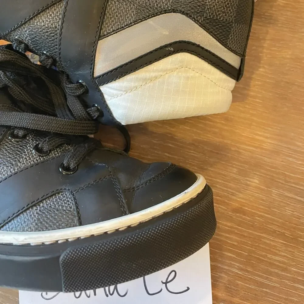 Louis Vuitton Boys Black Damier Designer Sneakers Shoes Youth size 12